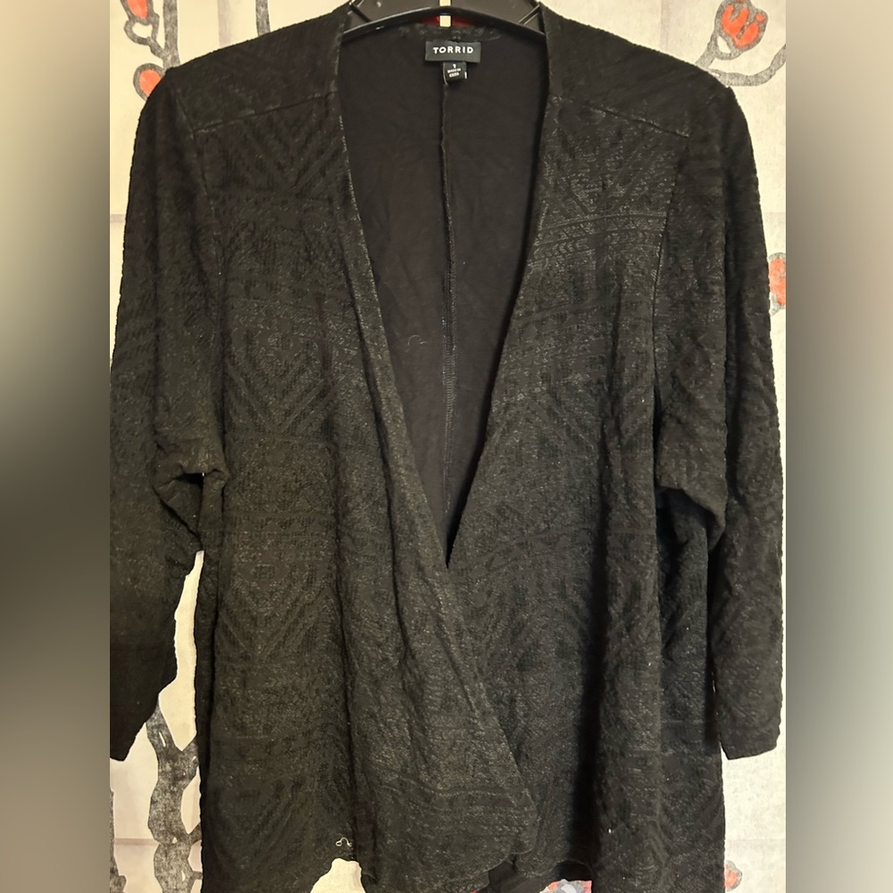 Intricately Patterned Black Sweater/Blazer/Jacket—Great Condition